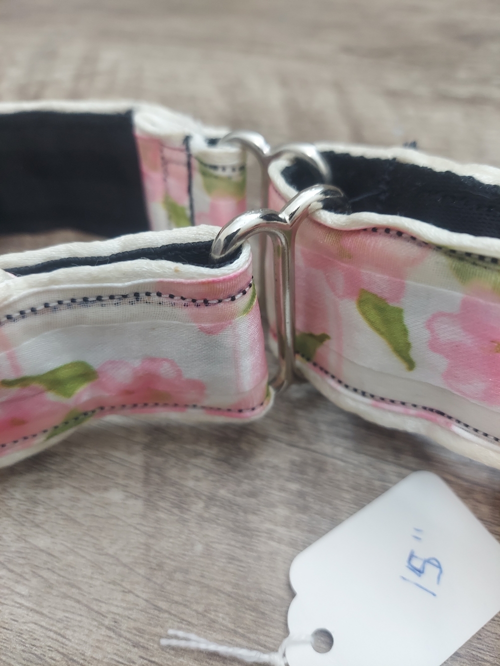 Custom Martingale Dog Collar 1.5" Pink White Watercolor Floral Whippet 15" - Picture 5 of 7